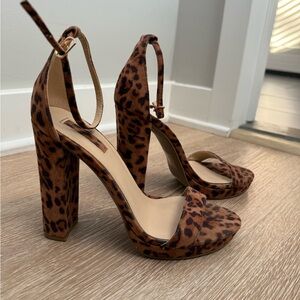 Leopard Print Block Heel Sandals